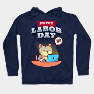 Happy Labor Day Orange Cat Hoodie